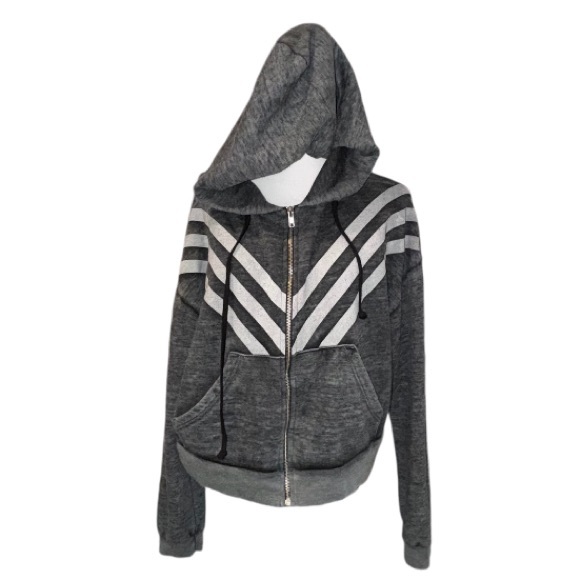 WILDFOX Tri stripe Burnout Jersey jacket women’s size large - Picture 5 of 17